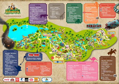 Bellewaerde plattegrond dierentuin